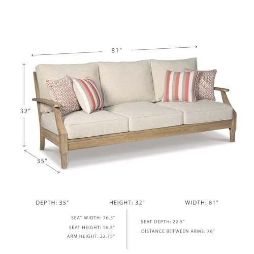 Beige Eucalyptus Patio Sofa with Cushion X443389