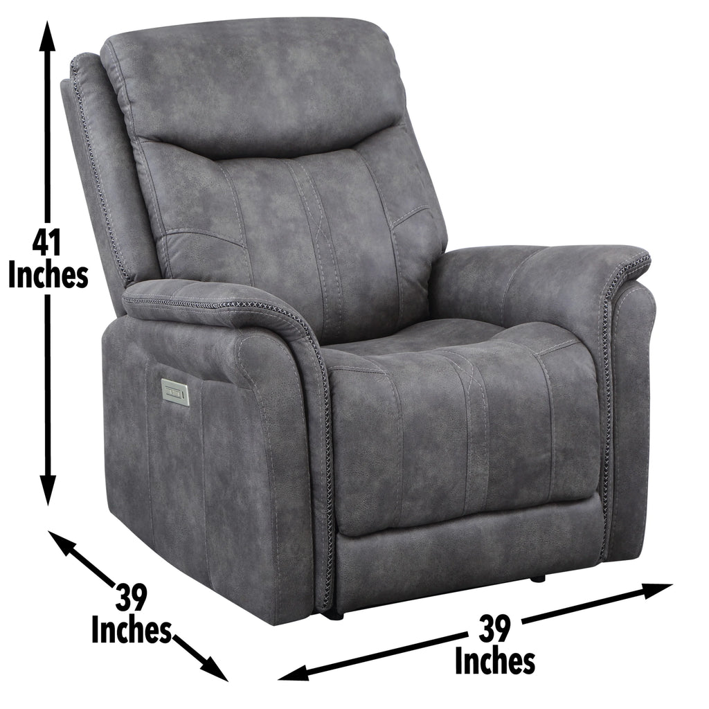 Cool Gray Microsuede Power Reclining Collection with USB Charging Port C14681