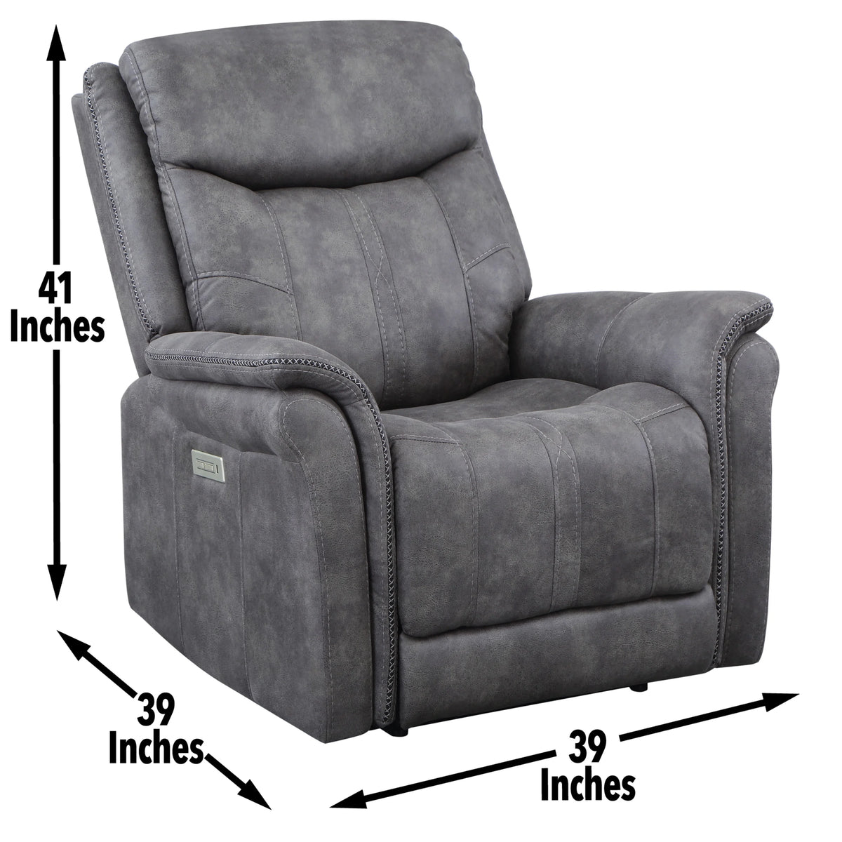 Cool Gray Microsuede Power Reclining Collection with USB Charging Port C14681