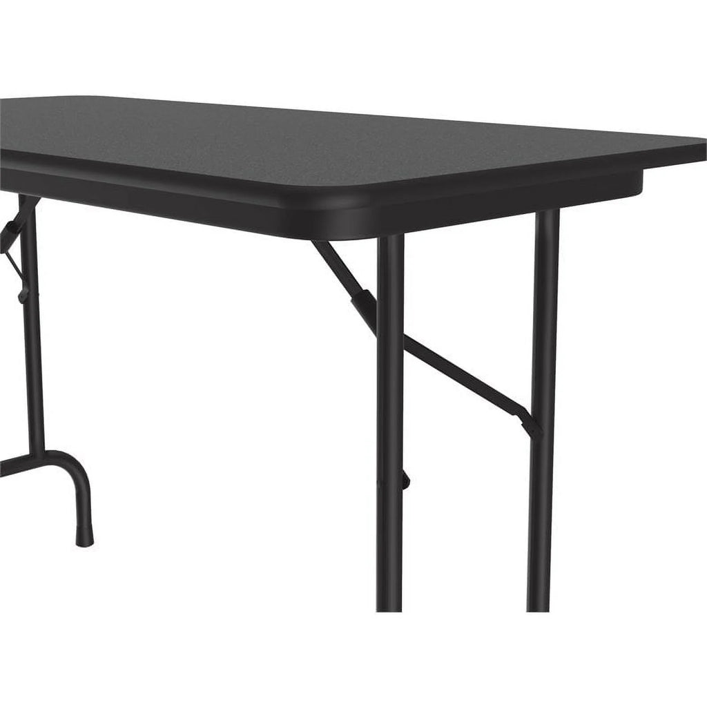 24"W x 48"D Steel Metal & Wood Folding Table in Black Granite A58140