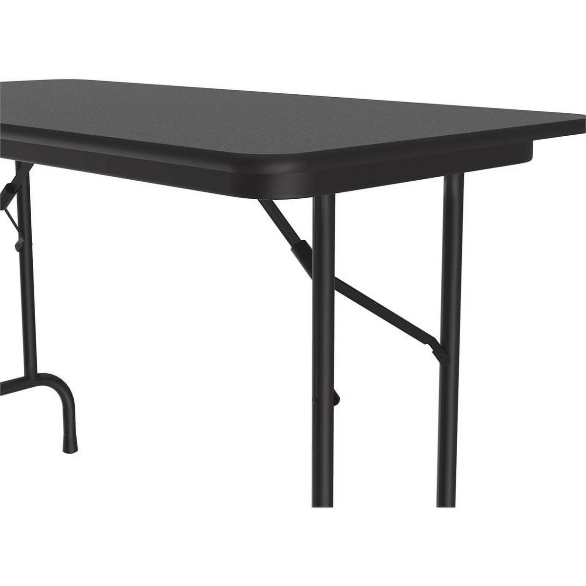 24"W x 48"D Steel Metal & Wood Folding Table in Black Granite A58140
