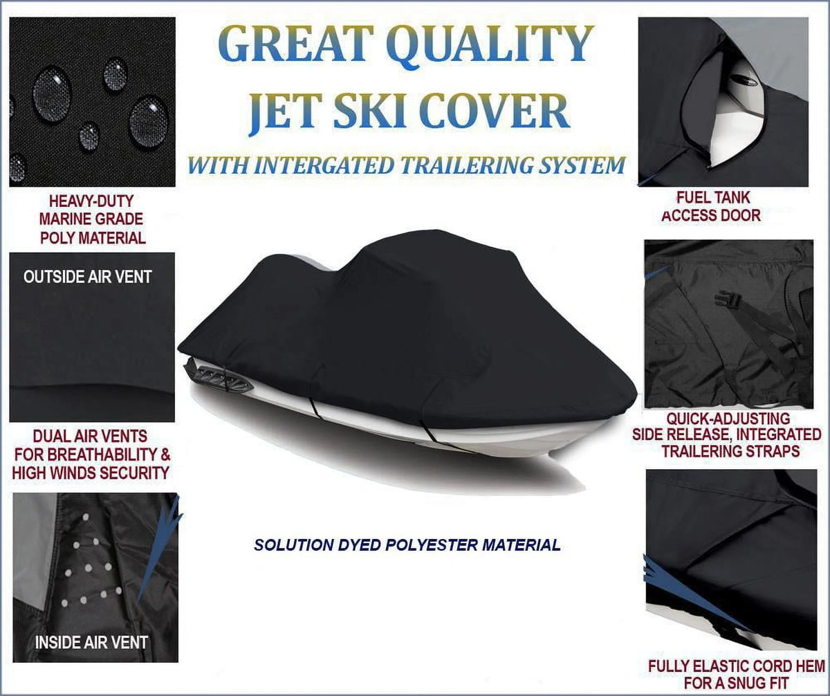Black 600 Denier JetSki Cover 1-2 Seater P664