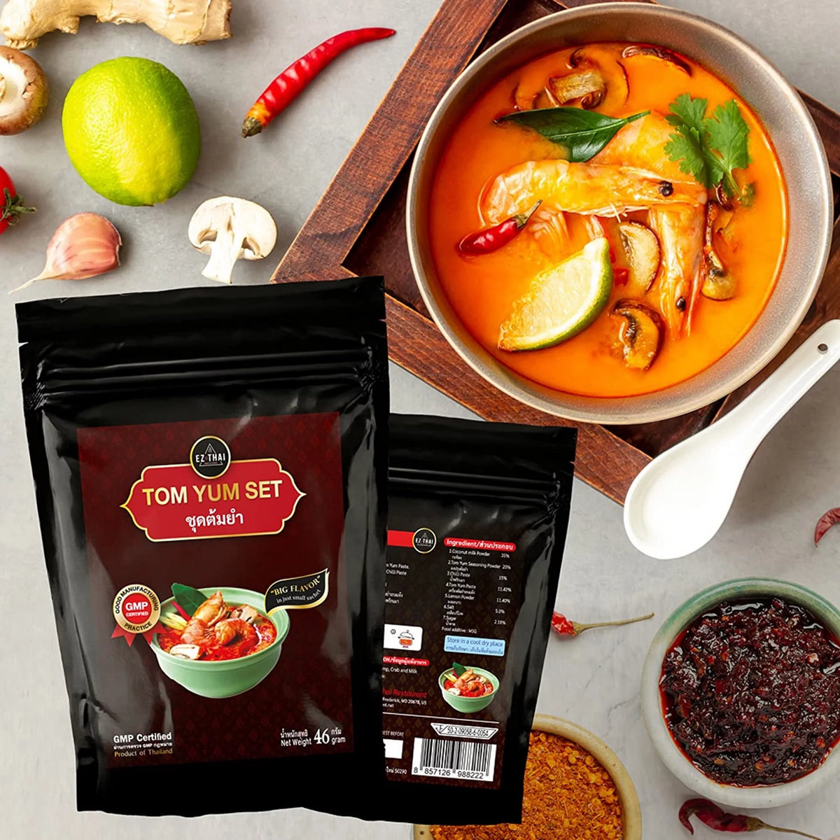 Tom Yum Instant Powder Set Chili Paste Sauce Dried Herbs B435143