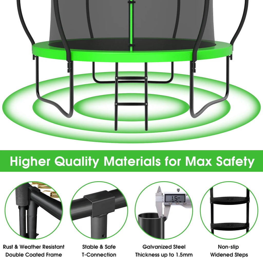 8FT Trampoline with Enclosure Net, Basketball Hoop, Ladder V3551