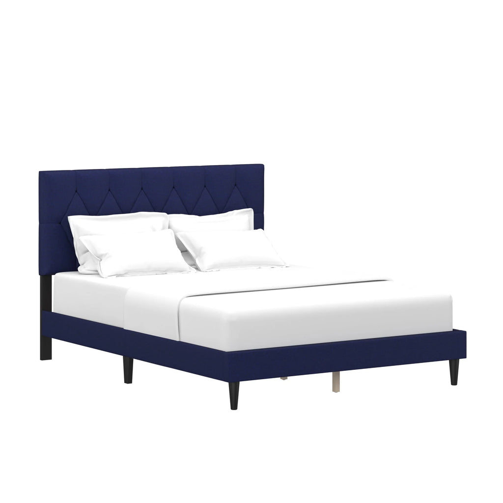Gray Diamond Tufted Upholstered Queen Platform Bed D1669