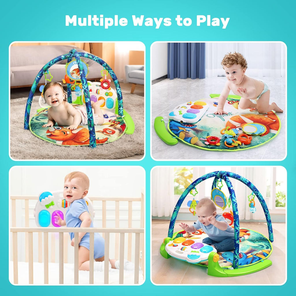 Baby Gym Play Mat with 5 Sensory Teether Toys, Musical Activity Center, Pack of 2 P43854