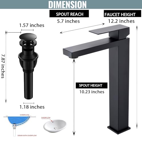 Brushed Nickel Tall Vessel Sink Faucet with Pop-up Drain Q234993