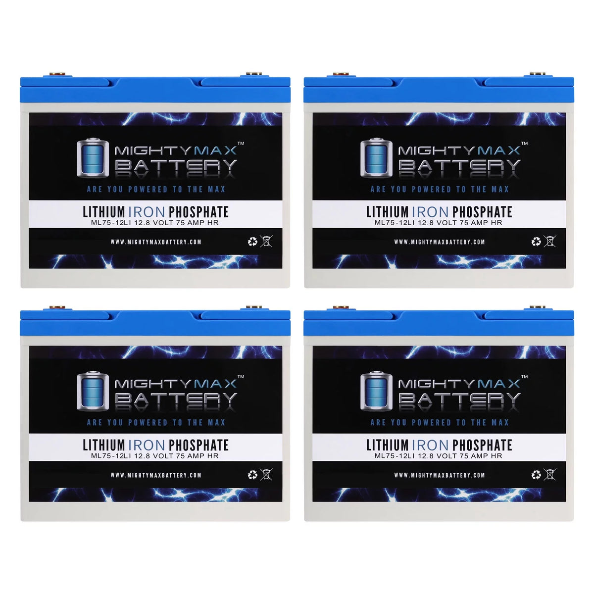 12V 75AH Lithium Replacement Battery 4 Pack H680