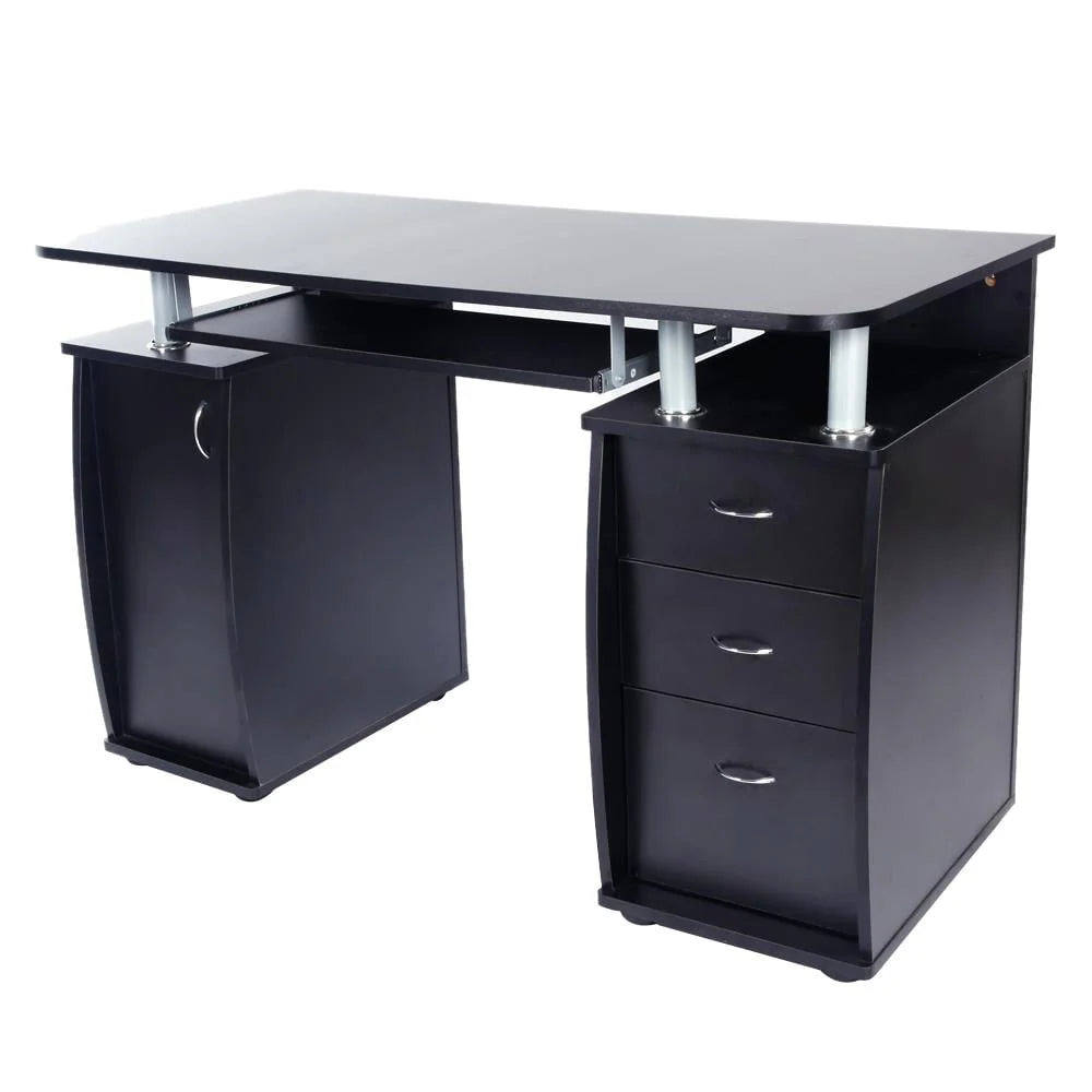 Brown Computer Desk with 3 Drawers Bookcase W23278