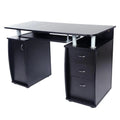Brown Computer Desk with 3 Drawers Bookcase W23278