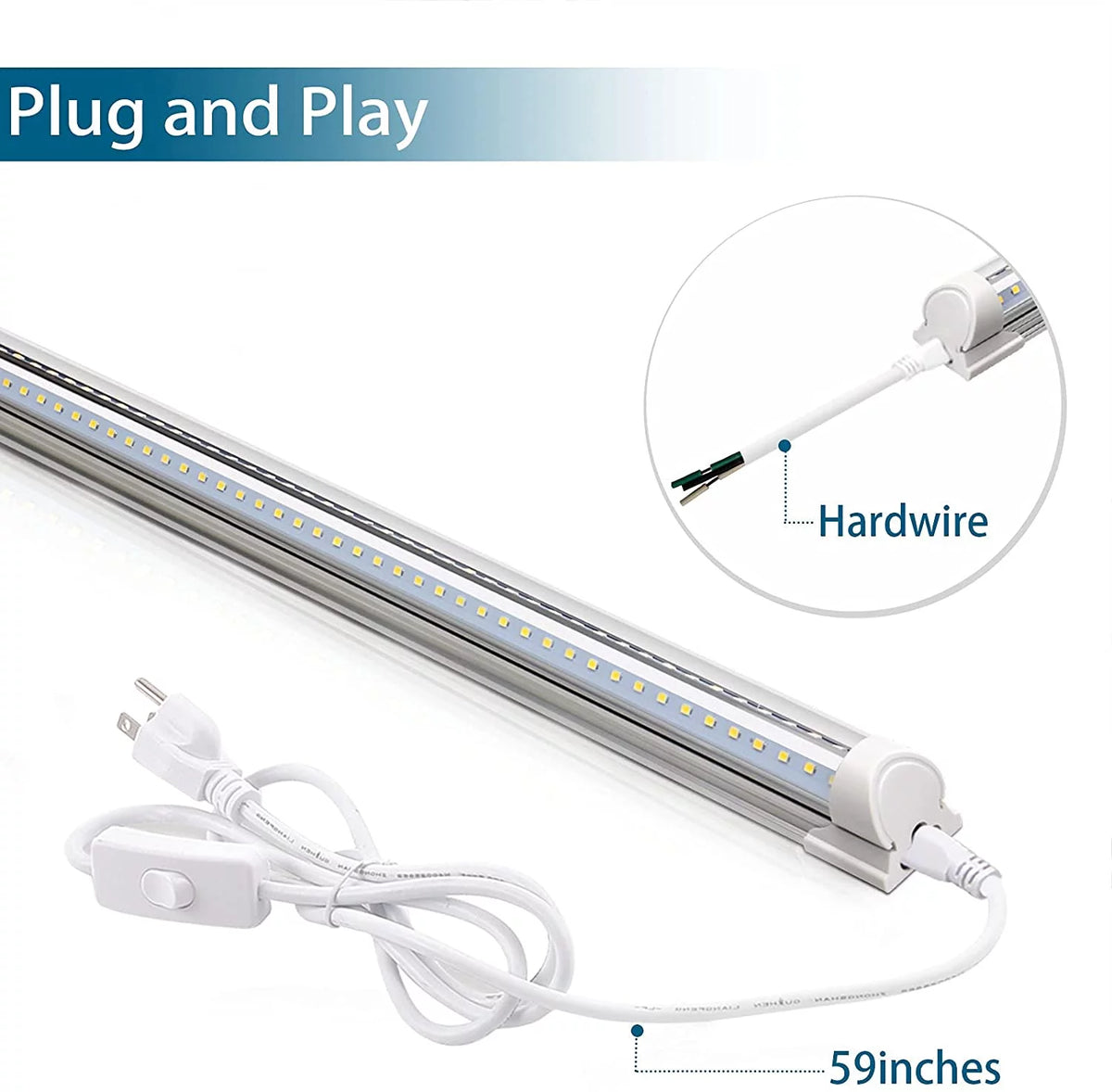 8FT 72W 9000LM 5000K Daylight White T8 Linkable LED Shop Light, 4 Packs E6822