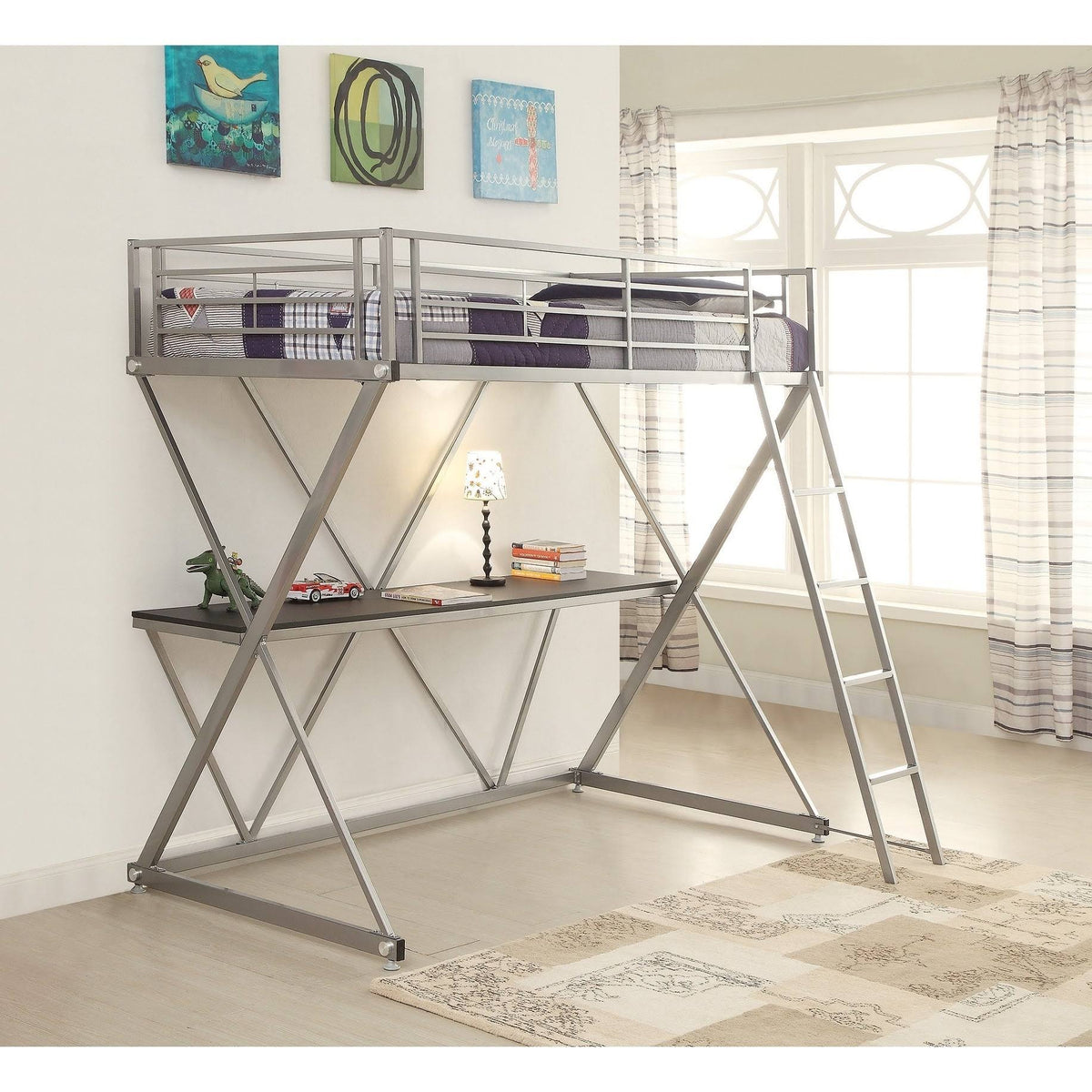 Metal Twin Size Loft Bunk Bed N818