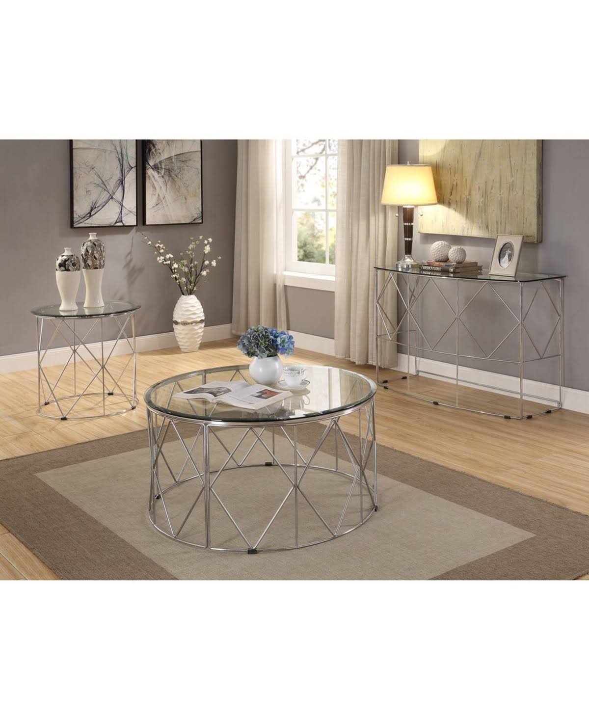 Round Glass Top End Table T60581