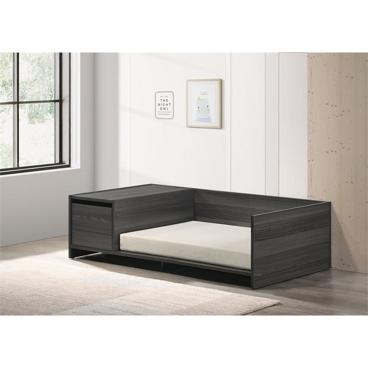 Dark Gray Off White Pet Bed with Cushion X3688