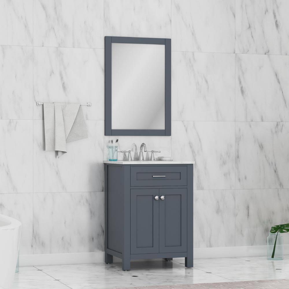 24 in. Single Gray Bathroom Vanity with Carrera Marble Top G524