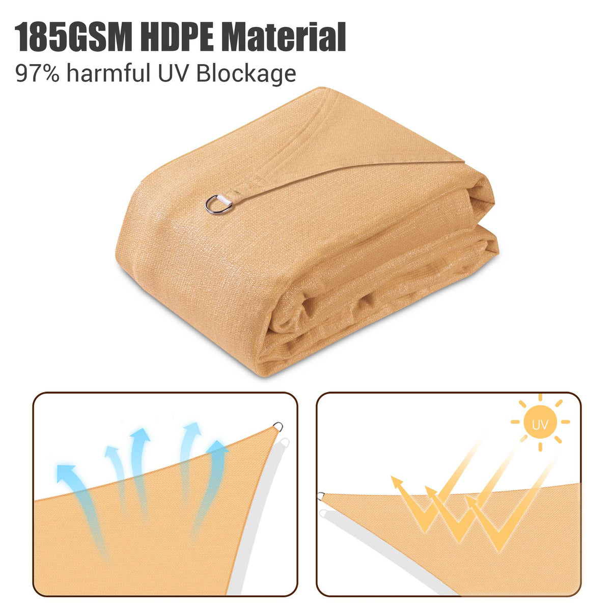 10x10Ft 97% UV Block Square Shade Sail Mellow Yellow C2196