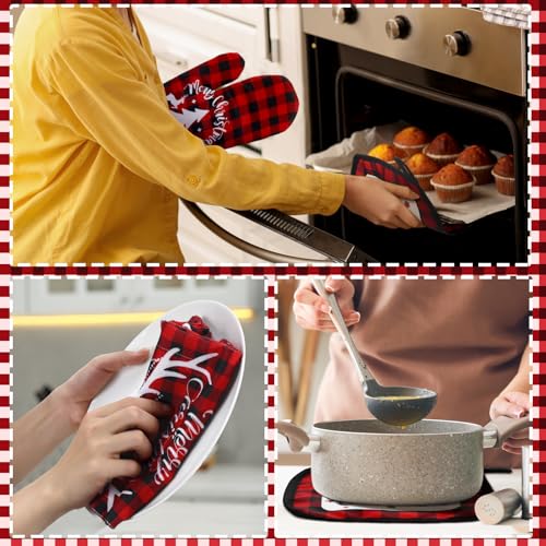 8 Pcs Christmas Kitchen Towels Oven Mitts and Pot Holders Set R86480