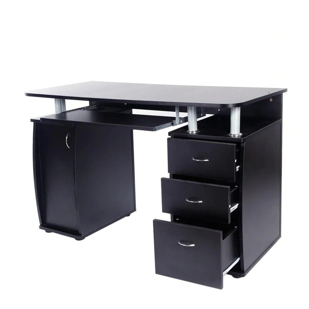 Brown Computer Desk with 3 Drawers Bookcase W23278