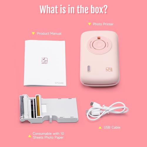 Pink Mini Portable Photo Printer with Bluetooth U53498