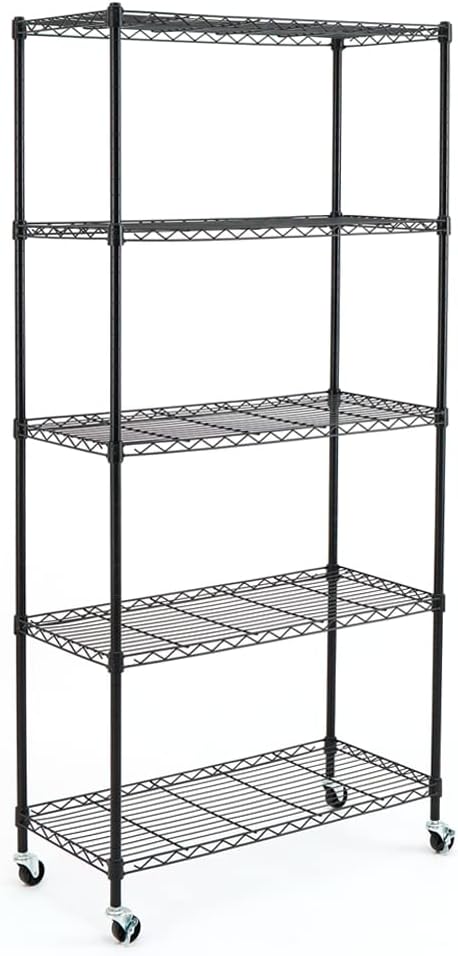 Black 4-Shelf Adjustable Carbon Steel Wire Shelving Unit Z72303