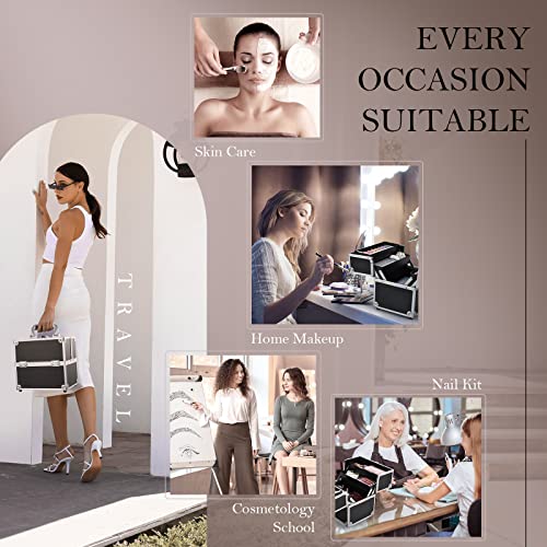 Silver Aluminum Makeup Case with 4 Trays Q186674