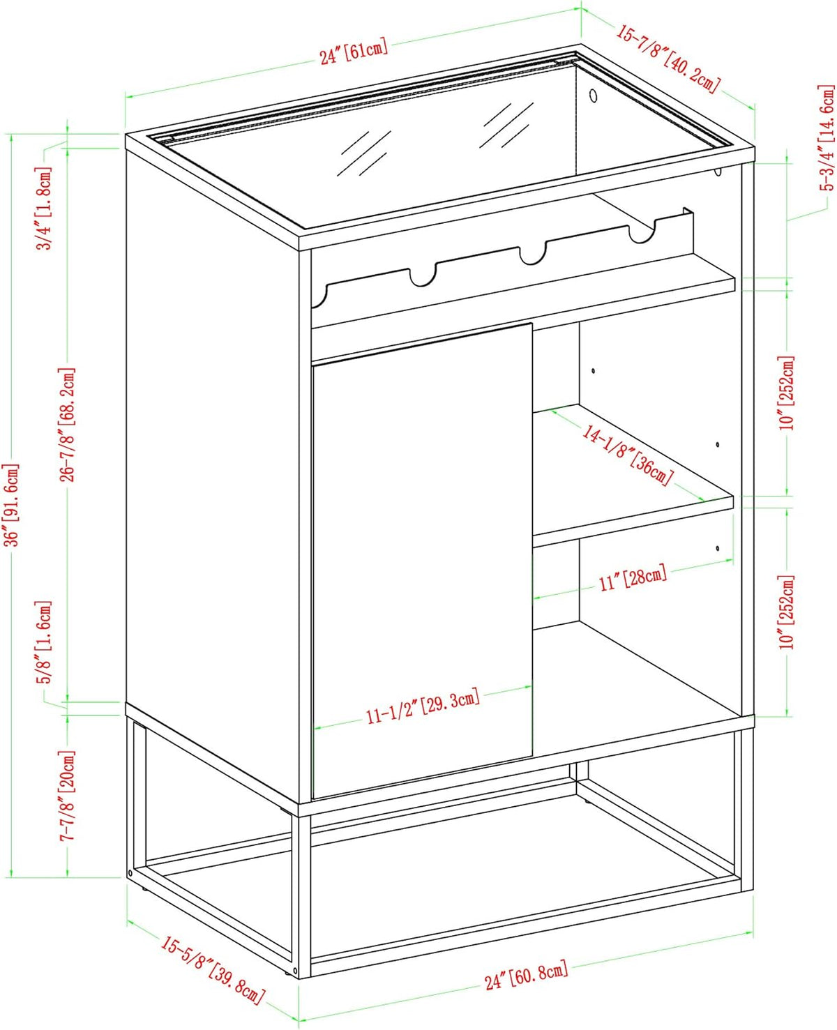 Dark Walnut 24 Inch Wood and Glass Storage Cabinet T62722