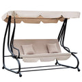 3-Seat Outdoor Patio Swing Chair with Adjustable Canopy and Cushion L2581