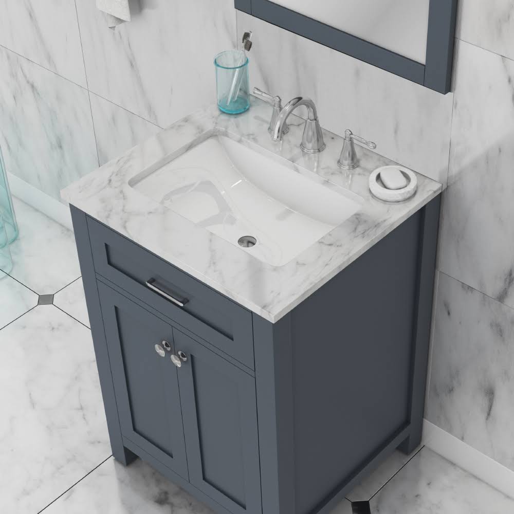 24 in. Single Gray Bathroom Vanity with Carrera Marble Top G524