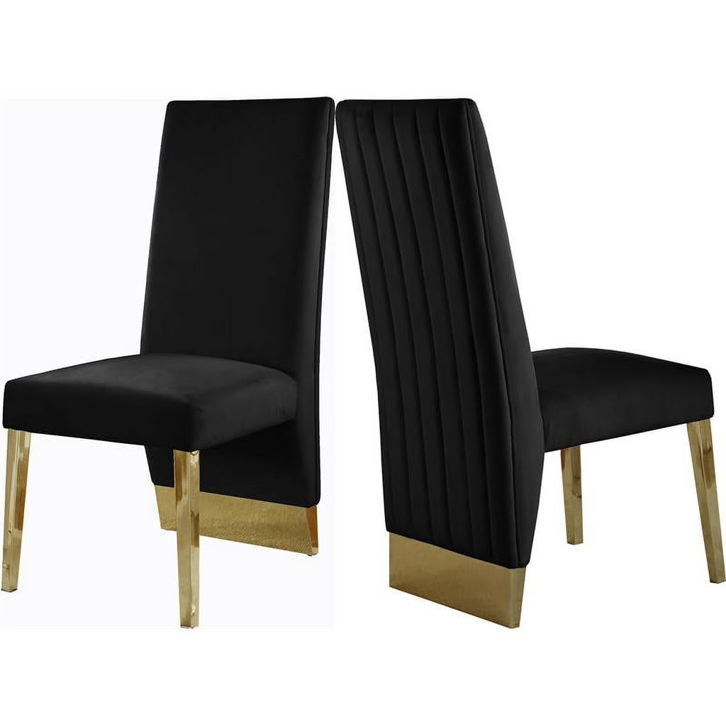 Velvet Dining Chair in Black (Set of 2) J570508