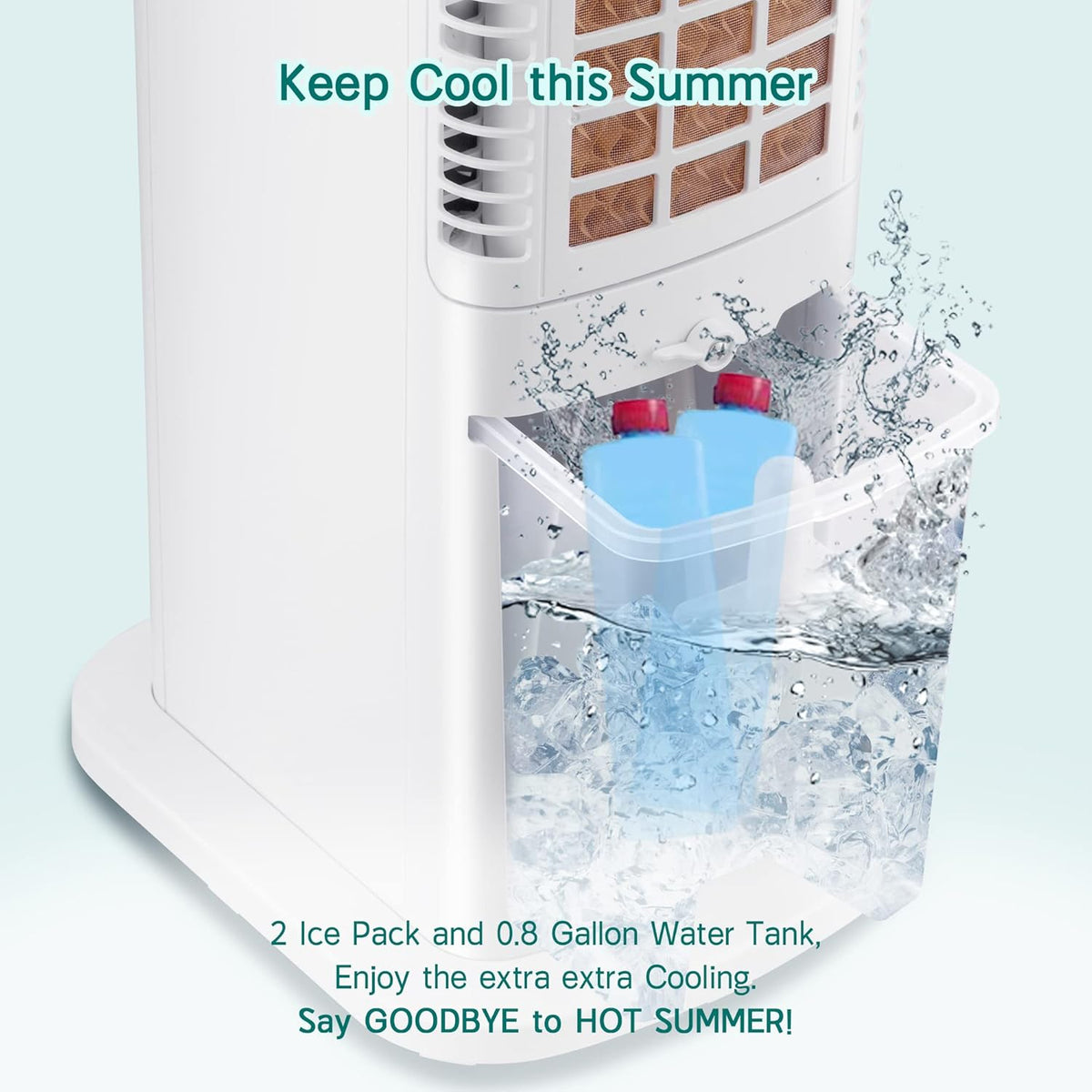 Portable Air Cooler with 70° Oscillation, 12H Timer, 3 Speeds 3 Modes, Remote Control V99967