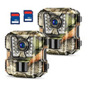 Mini Trail Camera 2 Pack 24MP 1080P HD with 32GB SD Cards Waterproof Night Vision Z425
