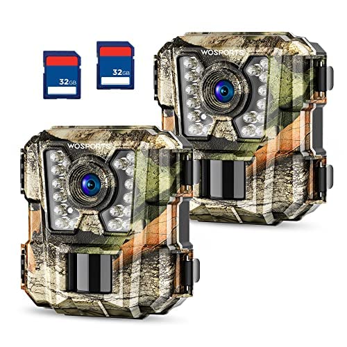 Mini Trail Camera 2 Pack 24MP 1080P HD with 32GB SD Cards Waterproof Night Vision Z425