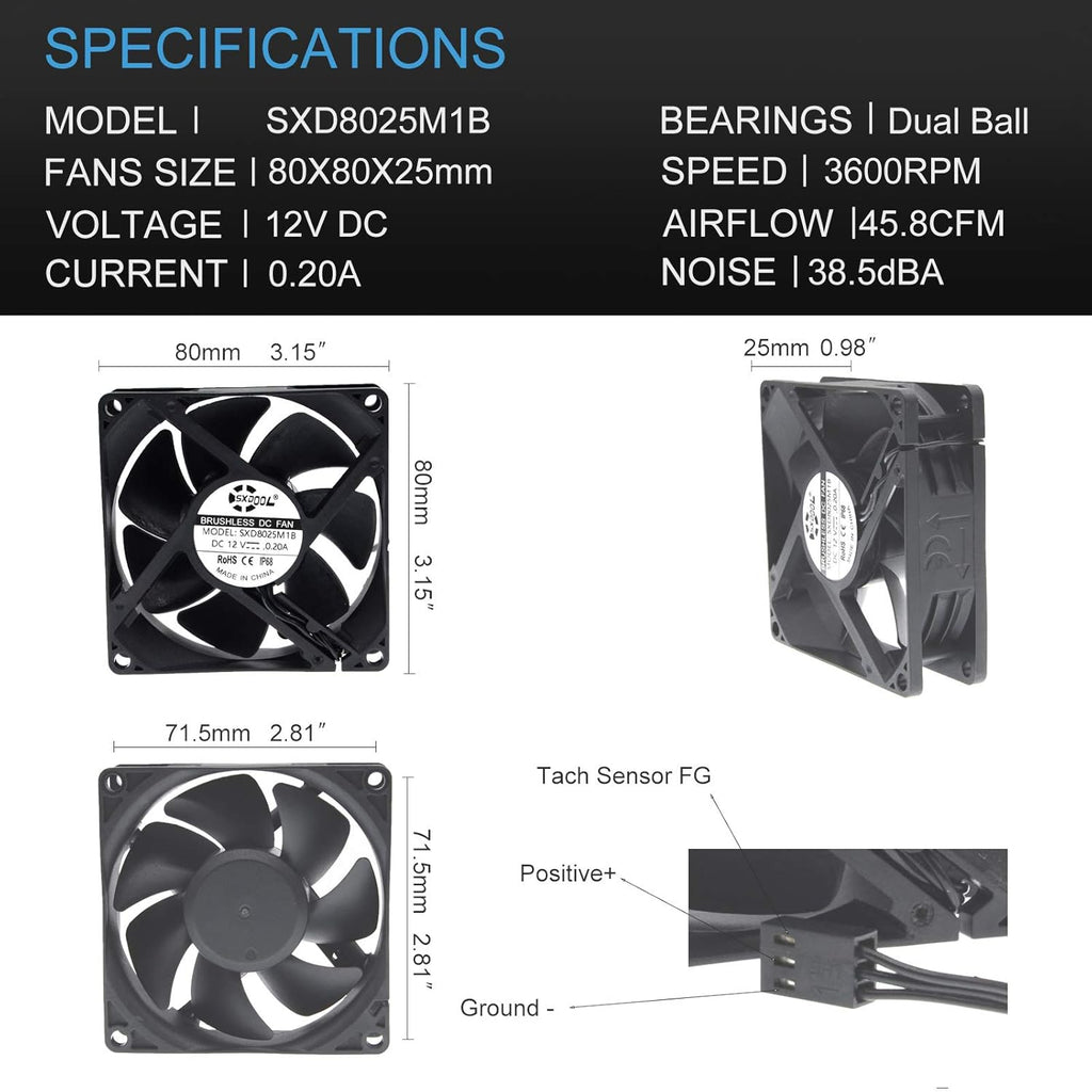 80mm DC 12V Waterproof Cooling Fan S221216