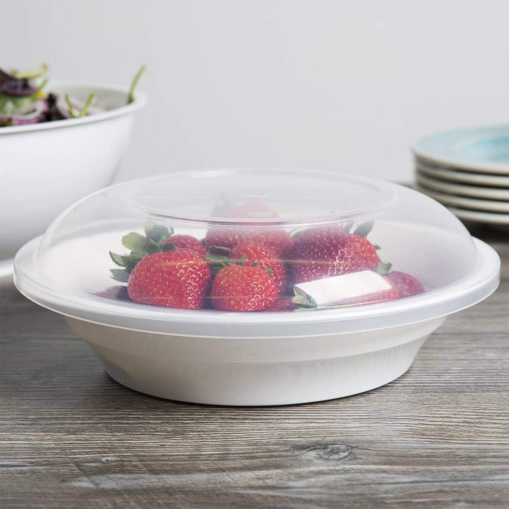 60 oz. White Low Profile Plastic Catering Bowl - 50/Case M583880