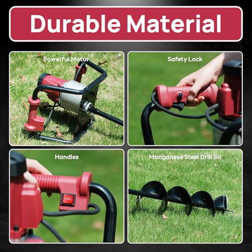 1500W Electric Post Hole Digger with 8" Digging Auger and Extension Rods Y234033