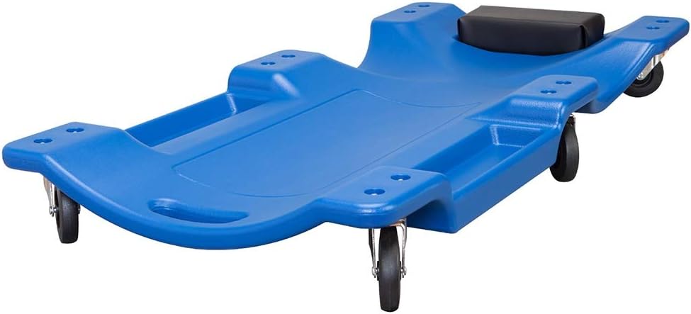 Black Blow Molded Plastic Rolling Creeper with Padded Headrest D51358