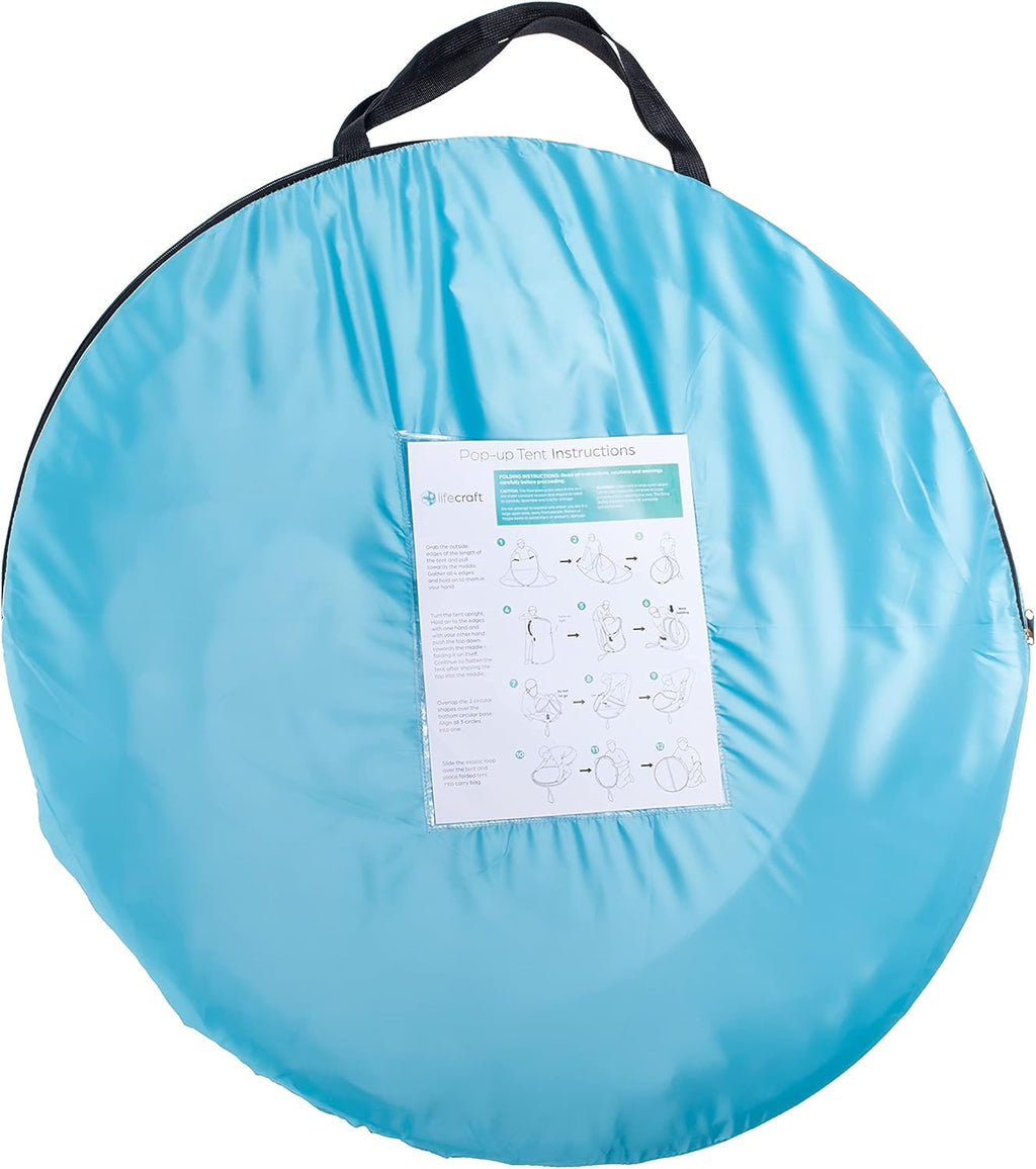 Blue Pop Up Beach Tent 3 4 Person Sun Shelter with UPF 50+ UV Protection R6356