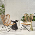 Wicker Outdoor Accent Chairs, Set of 2, Light Brown and Black Y263839