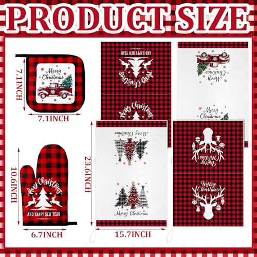8 Pcs Christmas Kitchen Towels Oven Mitts and Pot Holders Set R86480