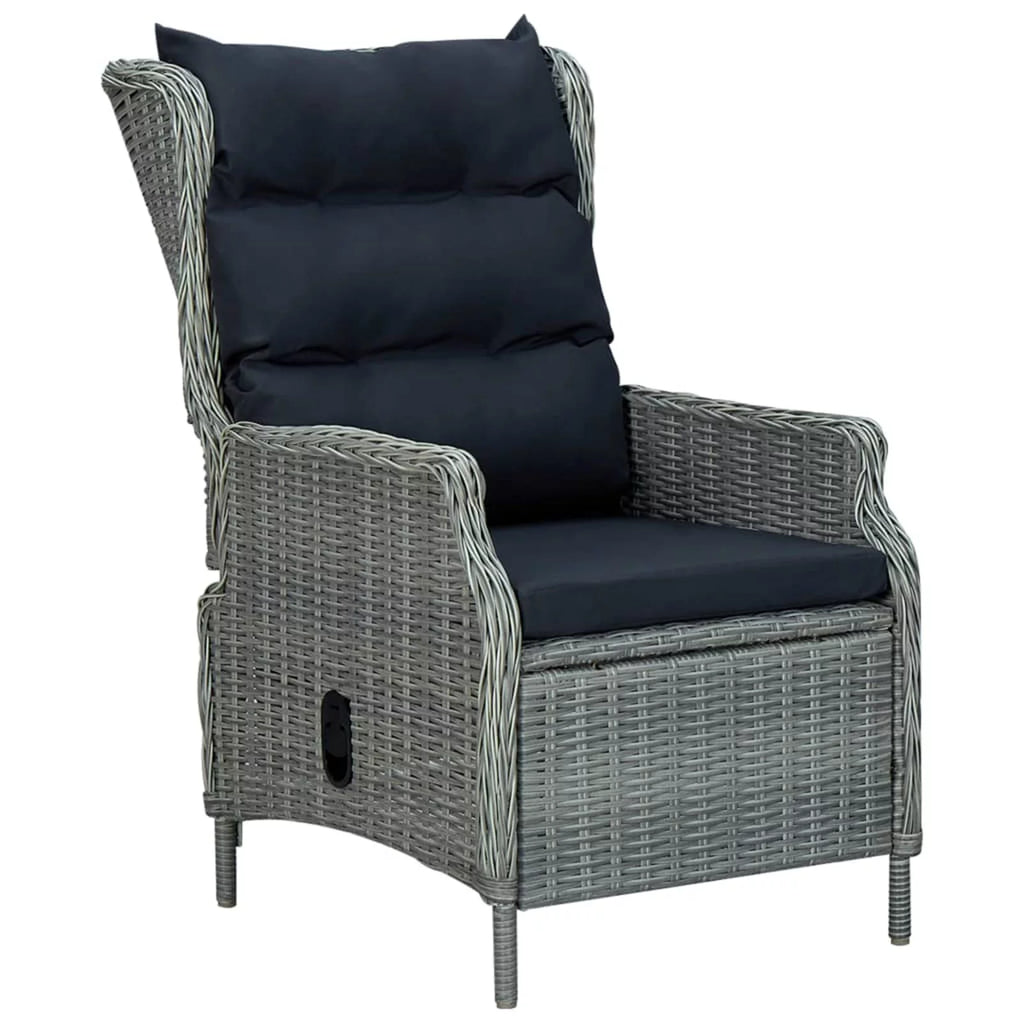 Reclining Poly Rattan Patio Chair with Footstool Y290