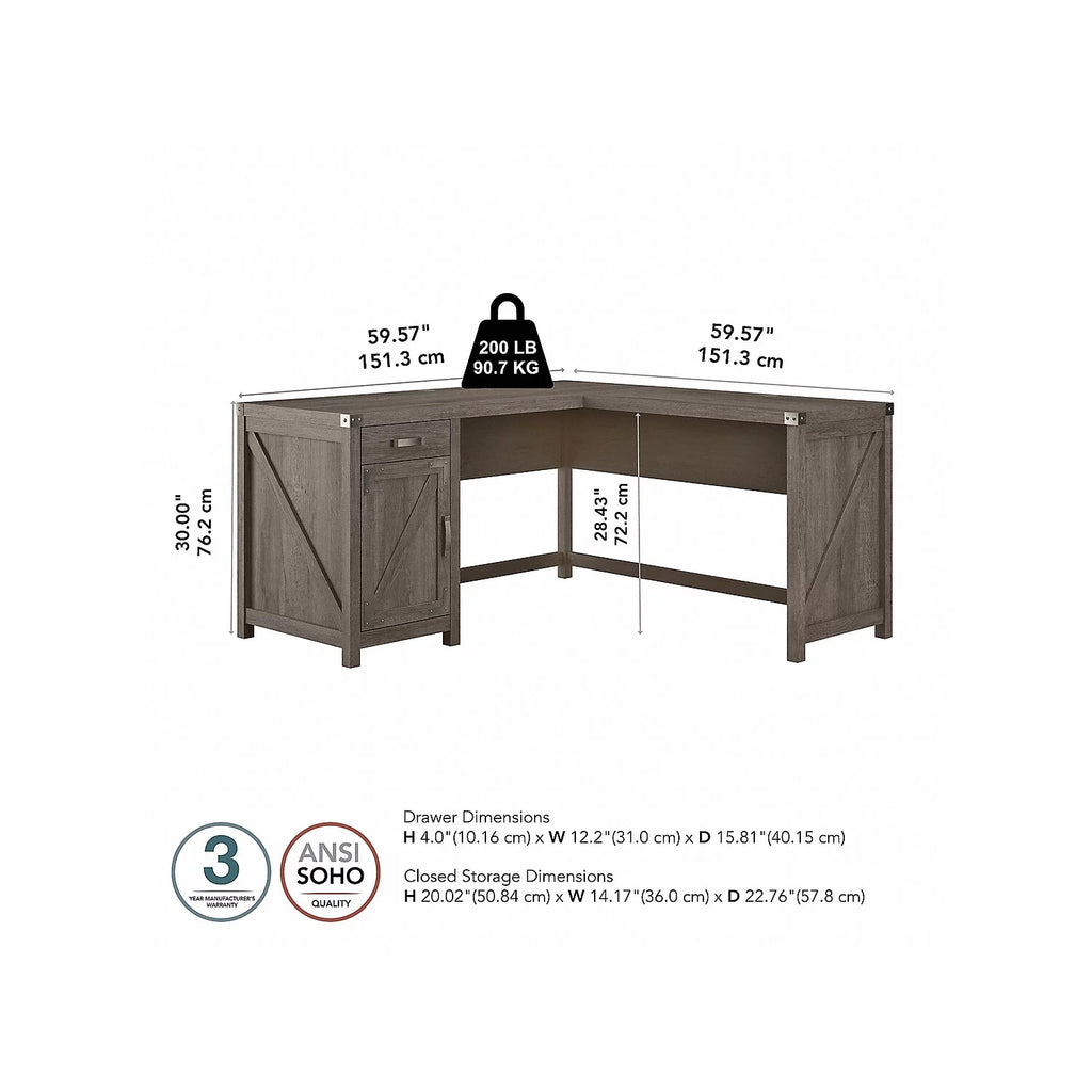 L Shaped Desk with Cabinet Y4917