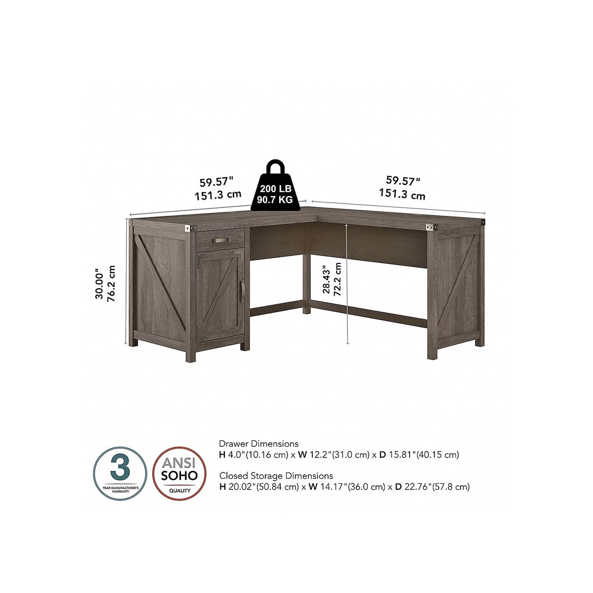 L Shaped Desk with Cabinet Y4917