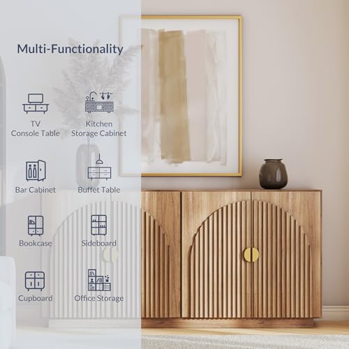 65 Inch Fluted Buffet Cabinet with Storage Y437366
