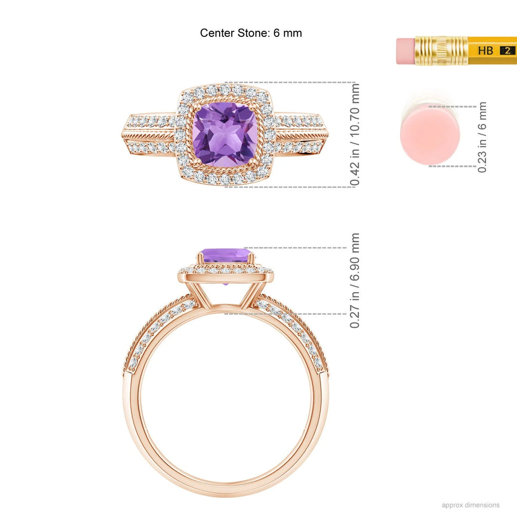Amethyst with Diamond Halo Ring in 14K Rose Gold K288081