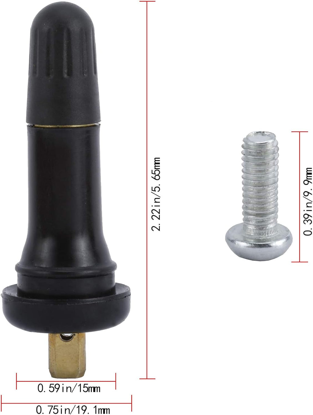 100 PCS Tire Pressure Sensor Rubber Valve Stems with Screws Pack of 2 S455