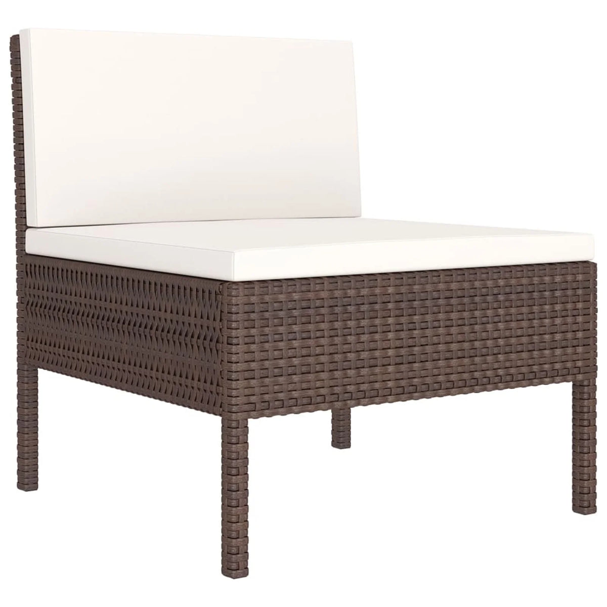 9 Piece Cream White Cushion Brown Poly Rattan Patio Lounge Set H783261