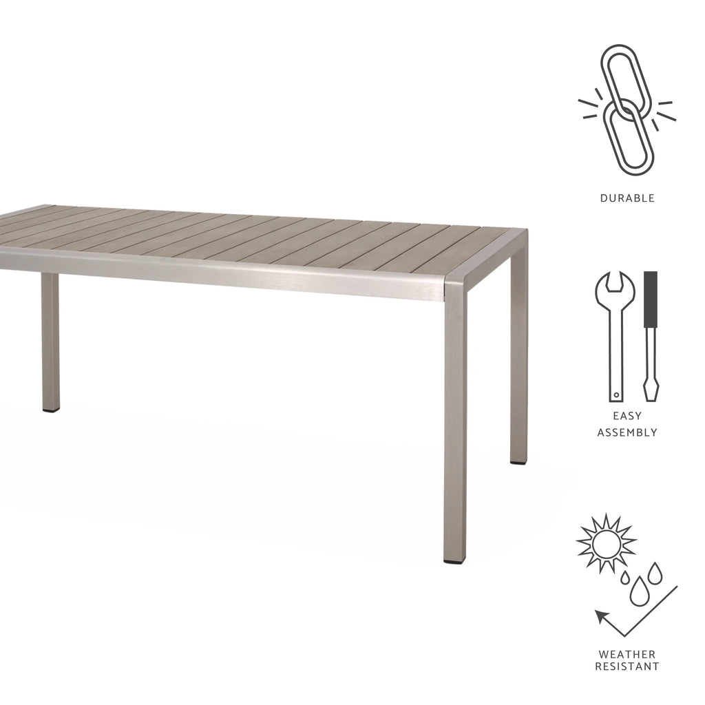 Outdoor Aluminum Dining Table with Faux Wood Top L947
