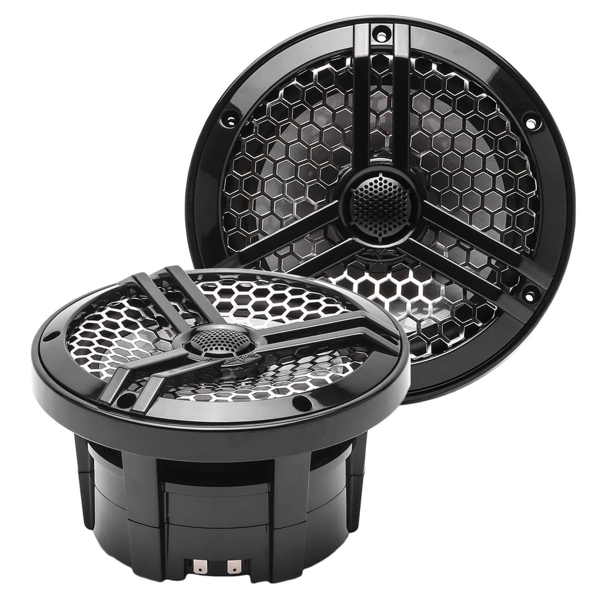 Black 6.5" 2-Way Marine Coaxial Speakers Pair D889