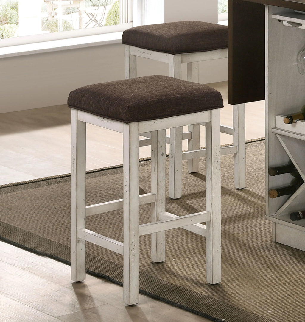 Antique White Wood Counter Stools Set of 2 K49642