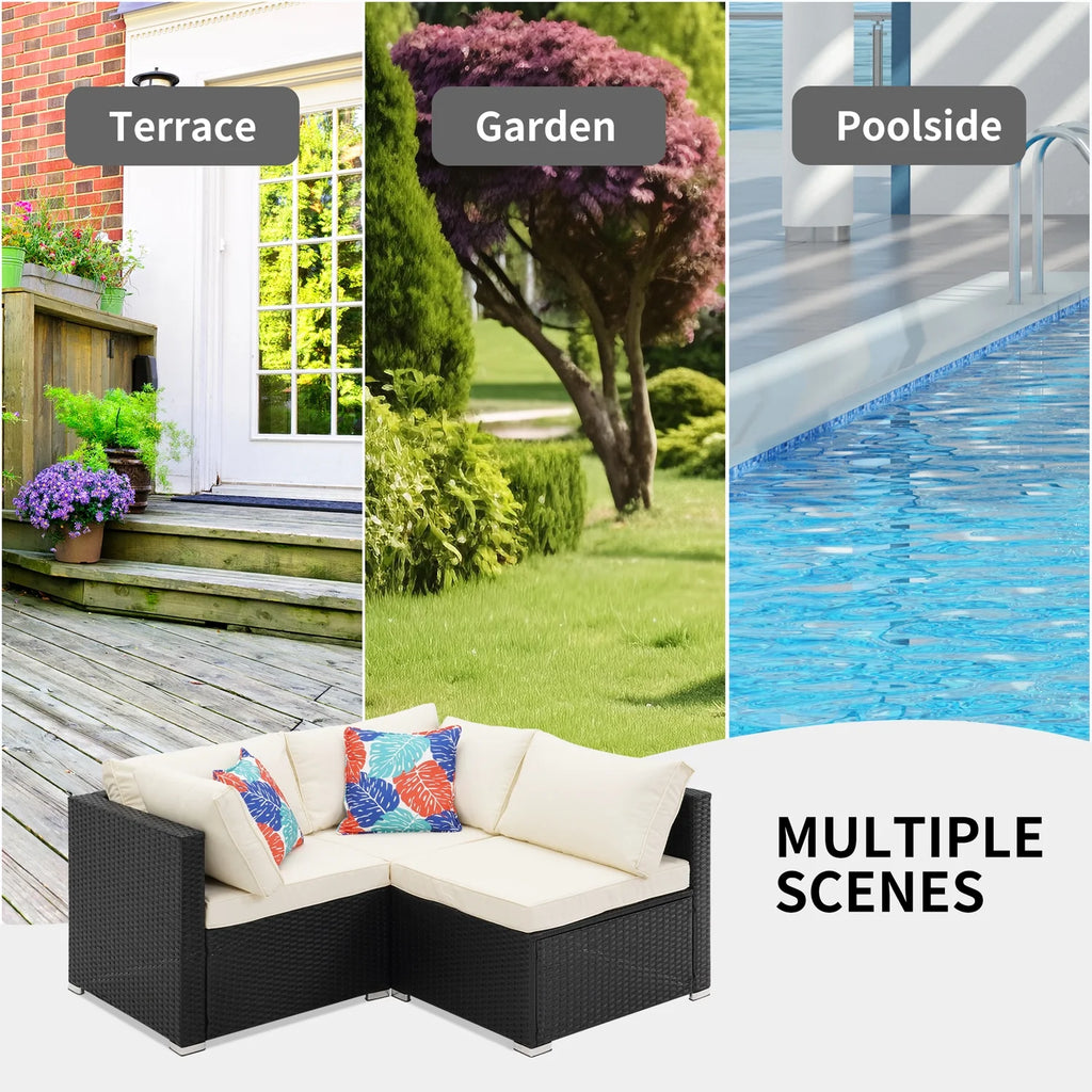 3 Pcs Beige Outdoor Patio Sofa Set I6666